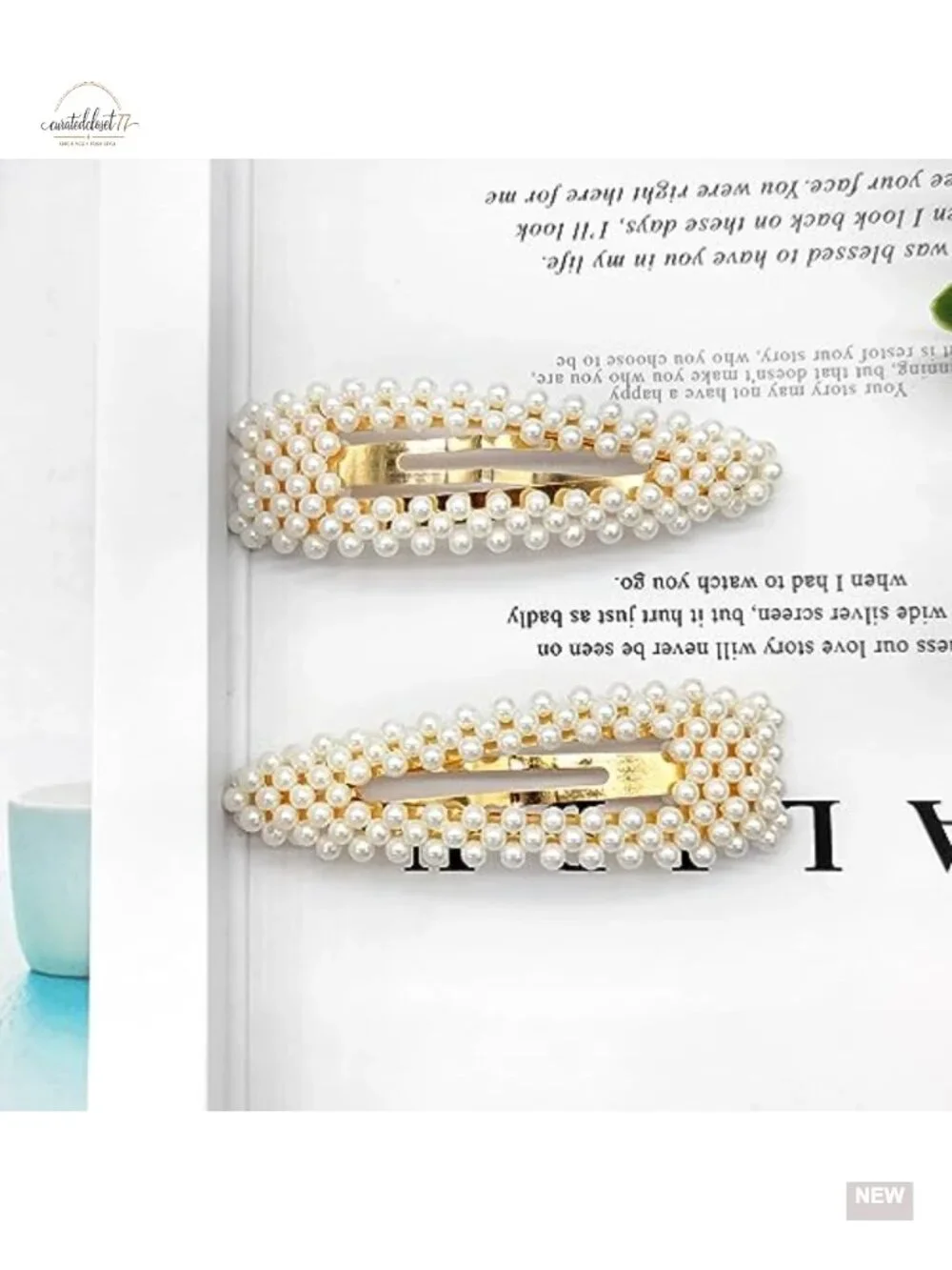 2pcs Pearl Snap Hair Clips for Women - Large Hair Barrettes for Wedding Party